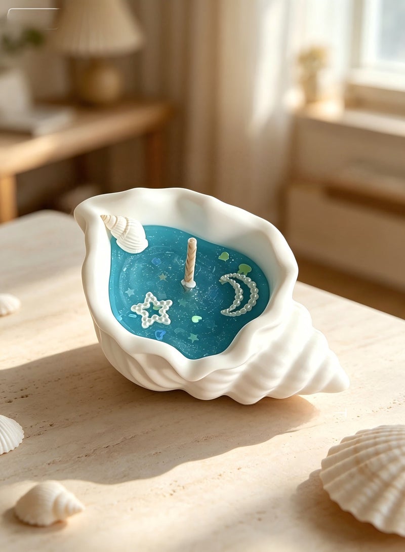 Ocean Shell Scented Candle Conch Handmade Creative Aromatherapy Candle Aroma Decorative Candle with Shell Blue Candle Seashell Candle Jelly Wax 158g (Blue) Candles Scented Candle Gift Box Set for Birthday Gift ,Party Souvenir - Image 4