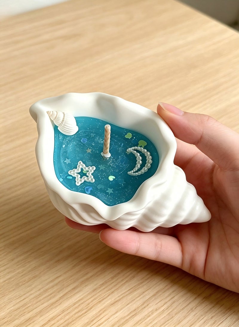 Ocean Shell Scented Candle Conch Handmade Creative Aromatherapy Candle Aroma Decorative Candle with Shell Blue Candle Seashell Candle Jelly Wax 158g (Blue) Candles Scented Candle Gift Box Set for Birthday Gift ,Party Souvenir - Image 5