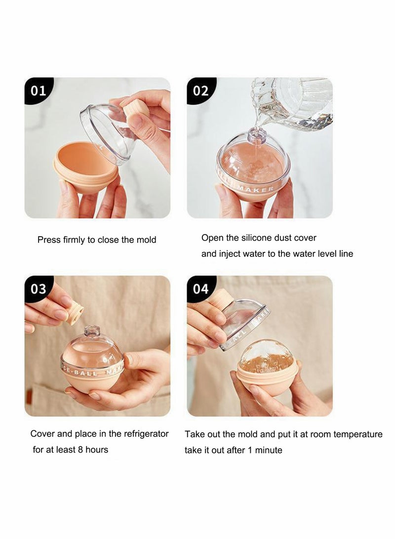 Ice Ball Mold, Silicone Spherical Reusable Maker for Coffee Beverage Cold Drink Making DIY Home Kitchen (4 pcs)  - Image 4