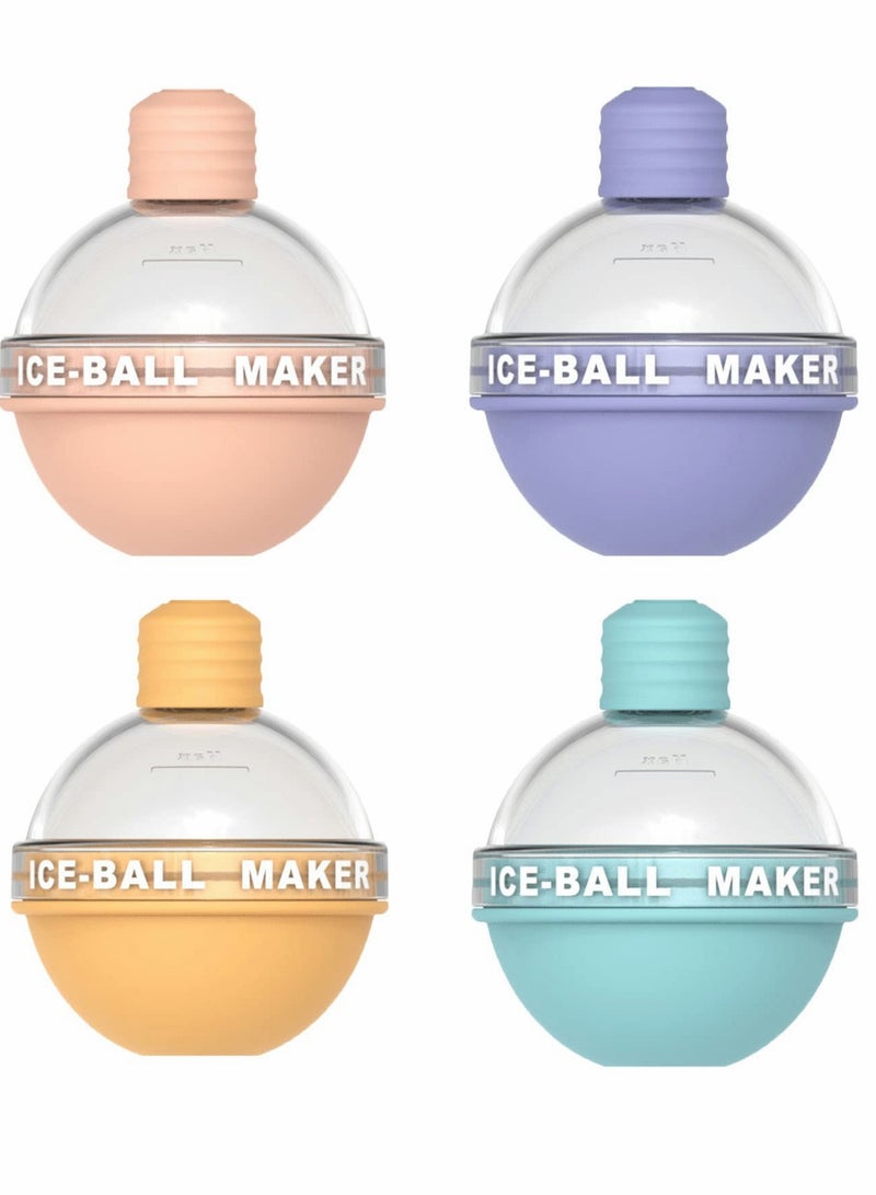 Ice Ball Mold, Silicone Spherical Reusable Maker for Coffee Beverage Cold Drink Making DIY Home Kitchen (4 pcs)  - Image 1