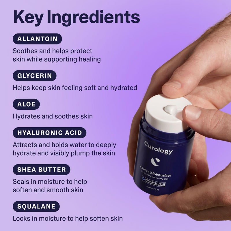 Curology كريم مرطب كيرولوجي، لوشن وجه غني بالترطيب للبشرة الجافة، مع زبدة الشيا وحمض الهيالورونيك، 1.7 أونصة سائلة - Image 5