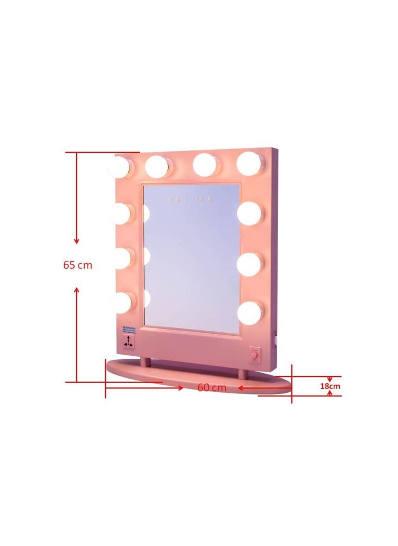 MAYLAN - Rectangular Studio Lighted Make-up Stage Mirror,pink - Image 1
