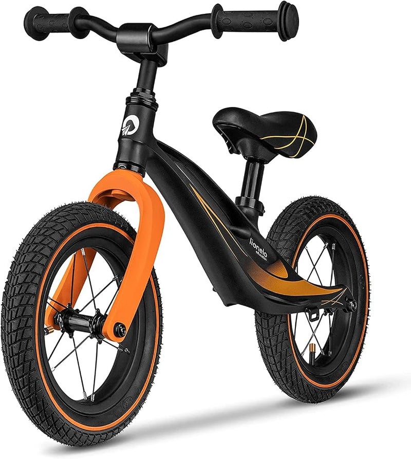 Lionelo Bart Balance Bike from 2 Years up to 30 kg, Magnesium Frame, 12 Inch Wheels, Steering Wheel and Saddle Height Adjustable, Steering Wheel Lock, Footrest, Carry Handle, Ultralight