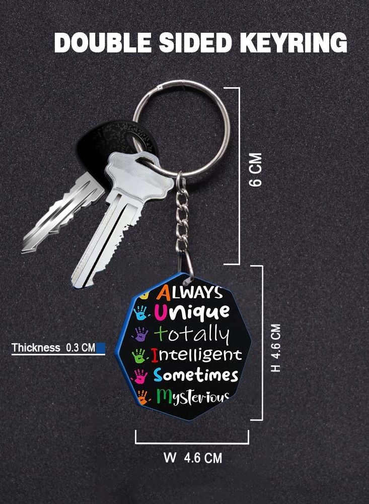 Service Zone Keychain Small Gift To Love One Octagon Shape With Double Side Print Always Unique Totally Intelligent Sometimes Mysterious 