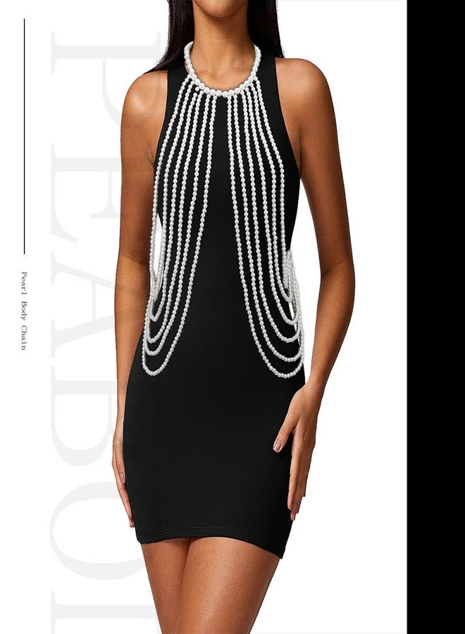CanB Pearl Body Chain Layered Body Chains Beach Bikini Chain Party Sexy Body Accessories for Women and Girls - Image 2