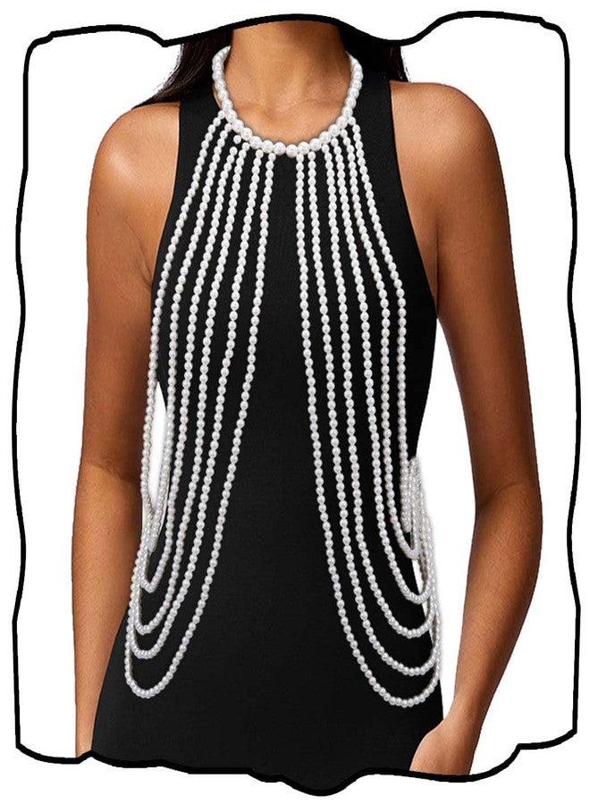 CanB Pearl Body Chain Layered Body Chains Beach Bikini Chain Party Sexy Body Accessories for Women and Girls - Image 1