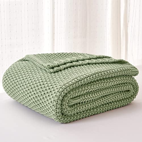Longhui bedding Chunky Cable Knit Throw Blanket Lightweight Light Green 100% Organic Cotton Blanket for Sofa Couch Bed Baby Nursery, Rustic Shabby Chic Modern Farmhouse, 60” x 80” Bonus Laundering Bag - Image 4