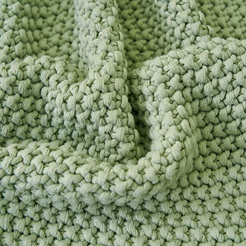 Longhui bedding Chunky Cable Knit Throw Blanket Lightweight Light Green 100% Organic Cotton Blanket for Sofa Couch Bed Baby Nursery, Rustic Shabby Chic Modern Farmhouse, 60” x 80” Bonus Laundering Bag - Image 5