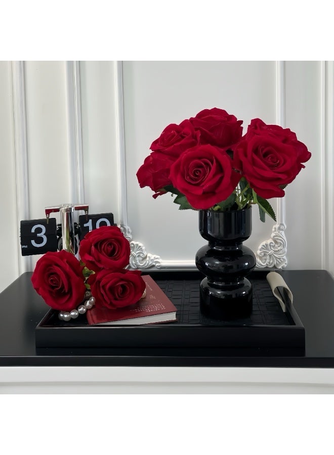 10-Piece Red Rose Artificial Bouquet - Realistic Silk Flowers for Home Decor & Romantic Gifts - Image 5