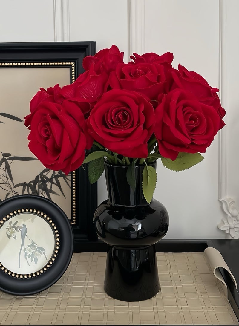 10PCS Red Silk Rose Bouquet -Artificial Flowers-Home Decor | Valentine's Day Gift - Image 1
