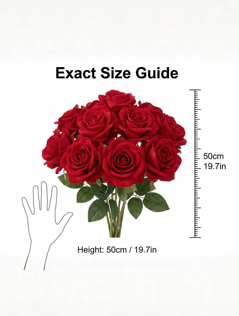 10PCS Red Silk Rose Bouquet -Artificial Flowers-Home Decor | Valentine's Day Gift - Image 3