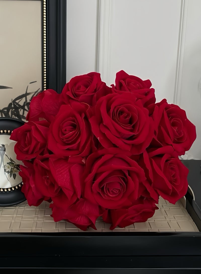 10PCS Red Silk Rose Bouquet -Artificial Flowers-Home Decor | Valentine's Day Gift - Image 5
