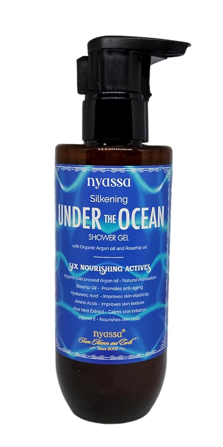 Nyassa Silkening Under The Ocean Shower Gel With 6 Nourishing Actives 210ml Aqua fragrance Body Wash  100 Vegan and No Paraben Sulphate  Cruelty Free  Premium Long Lasting Fragrance  210 ml - Image 1