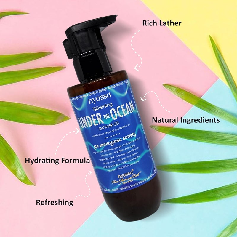 Nyassa Silkening Under The Ocean Shower Gel With 6 Nourishing Actives 210ml Aqua fragrance Body Wash  100 Vegan and No Paraben Sulphate  Cruelty Free  Premium Long Lasting Fragrance  210 ml - Image 4