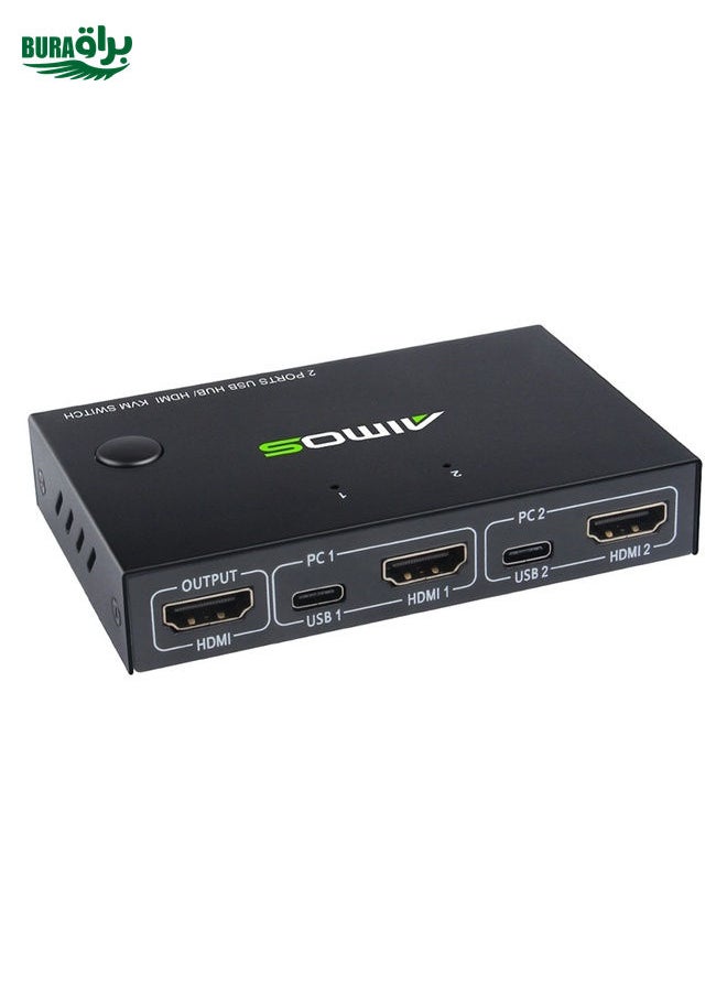 BURAQ AIMOS AM-KVM201CC 2 Ports USB HUB HDMI KVM Switch without Extension Cable  - Image 1