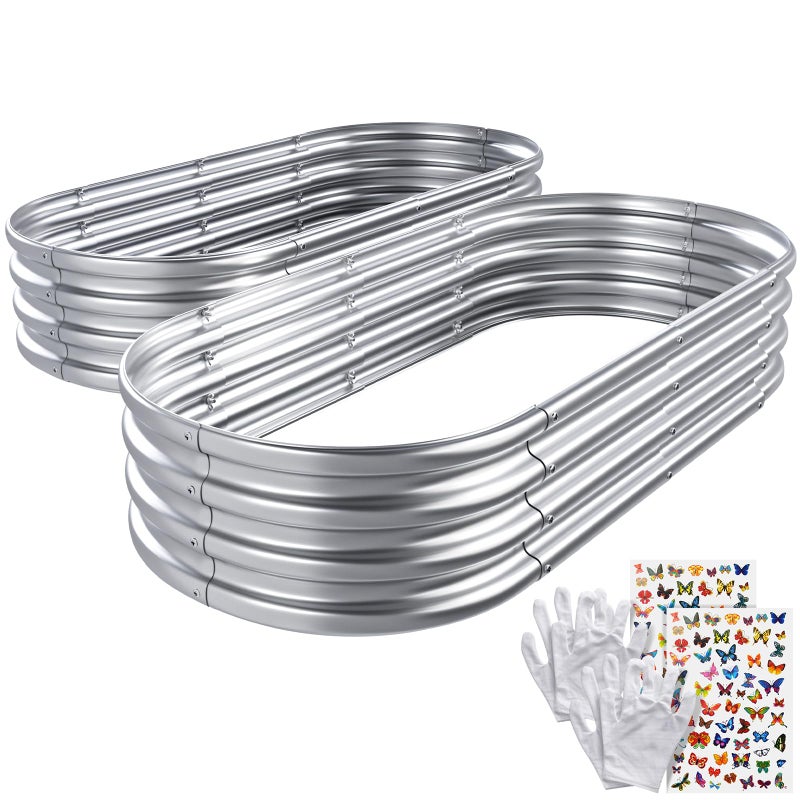 LEEVOT LEEVOT Galvanized Steel Garden Bed Outdoor Raised Garden Boxes 6x3x1 ft 2 Pack Large Planting Box Yard Flower Pot Vegetable Planter Raised Beds Gardening Tools 