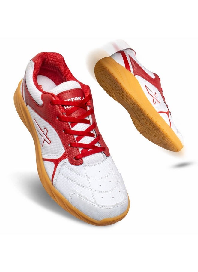 Vector X Ranger Badminton/Court Shoes Plus Non Marking Crepe Rubber Outsole, Lightweight & Comfort Shoe Best for Squash, Table Tennis,Volleyball, Basketball & Indoor Sports (White-Red, Size-8) - pzsku/Z5342DBFF707690AF3BEDZ/45/_/1740982890/4f0675a3-a1e2-44a3-b470-82d7588e05ec