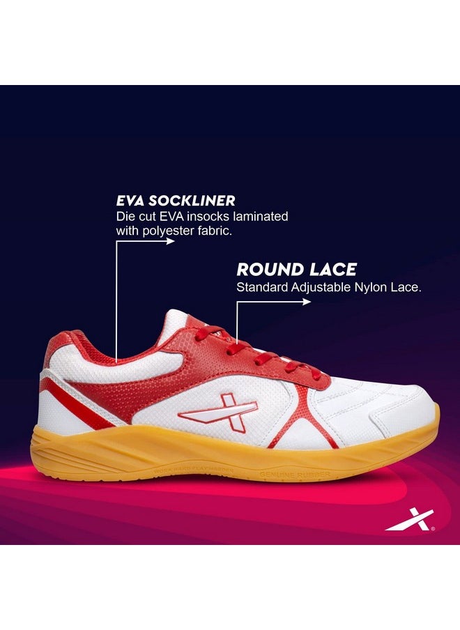 Vector X Ranger Badminton/Court Shoes Plus Non Marking Crepe Rubber Outsole, Lightweight & Comfort Shoe Best for Squash, Table Tennis,Volleyball, Basketball & Indoor Sports (White-Red, Size-8) - pzsku/Z5342DBFF707690AF3BEDZ/45/_/1740982891/631ab3f7-7bae-45af-8fa5-2e3f4deca0b9