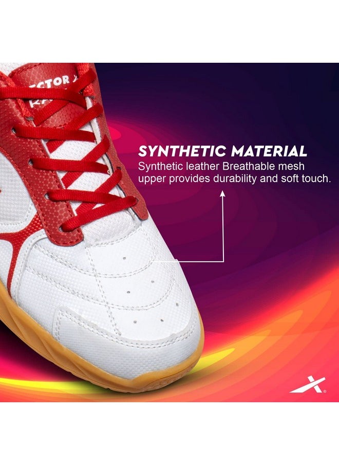 حذاء Vector X Ranger Badminton/Court Shoes Plus المصنوع من المطاط الكريب غير القابل للعلامات، خفيف الوزن ومريح، مثالي لرياضة الاسكواش وتنس الطاولة والكرة الطائرة وكرة السلة والرياضات الداخلية (أبيض-أحمر، مقاس 8) - pzsku/Z5342DBFF707690AF3BEDZ/45/_/1740982893/50bfb777-b41f-4c80-b14a-6983a400c129