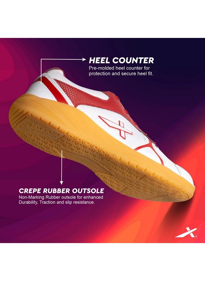 Vector X Ranger Badminton/Court Shoes Plus Non Marking Crepe Rubber Outsole, Lightweight & Comfort Shoe Best for Squash, Table Tennis,Volleyball, Basketball & Indoor Sports (White-Red, Size-8) - pzsku/Z5342DBFF707690AF3BEDZ/45/_/1740982894/e4249a92-4e71-4401-93e5-b996ab0e1da4