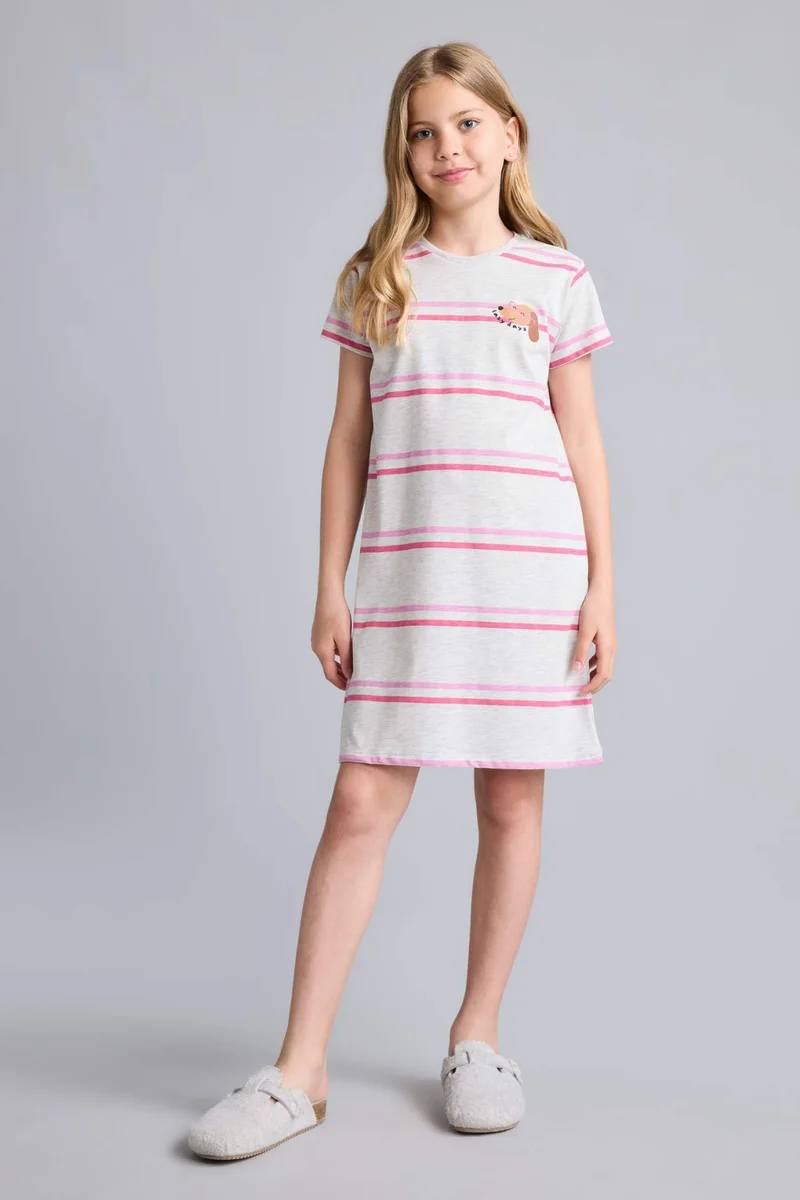 ديفاكتو Printed Short Sleeve Dress