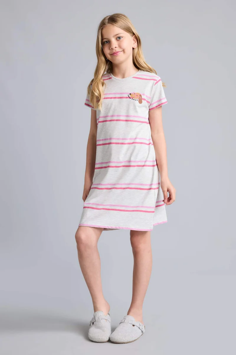 ديفاكتو Printed Short Sleeve Dress