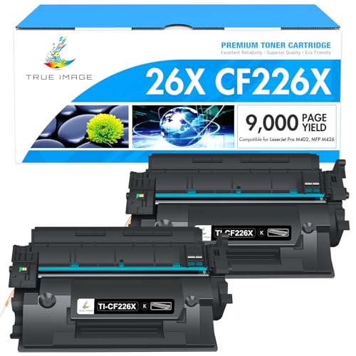 TRUE IMAGE CF226X 26X Toner Cartridge for HP Printer Replacement for HP 26X CF226X 26A CF226A Laserjet Pro M402n M402dn MFP M426fdw M426fdn M426dw M402dne M402 Printer Ink High Yield (Black, 2 Pack) - Image 1