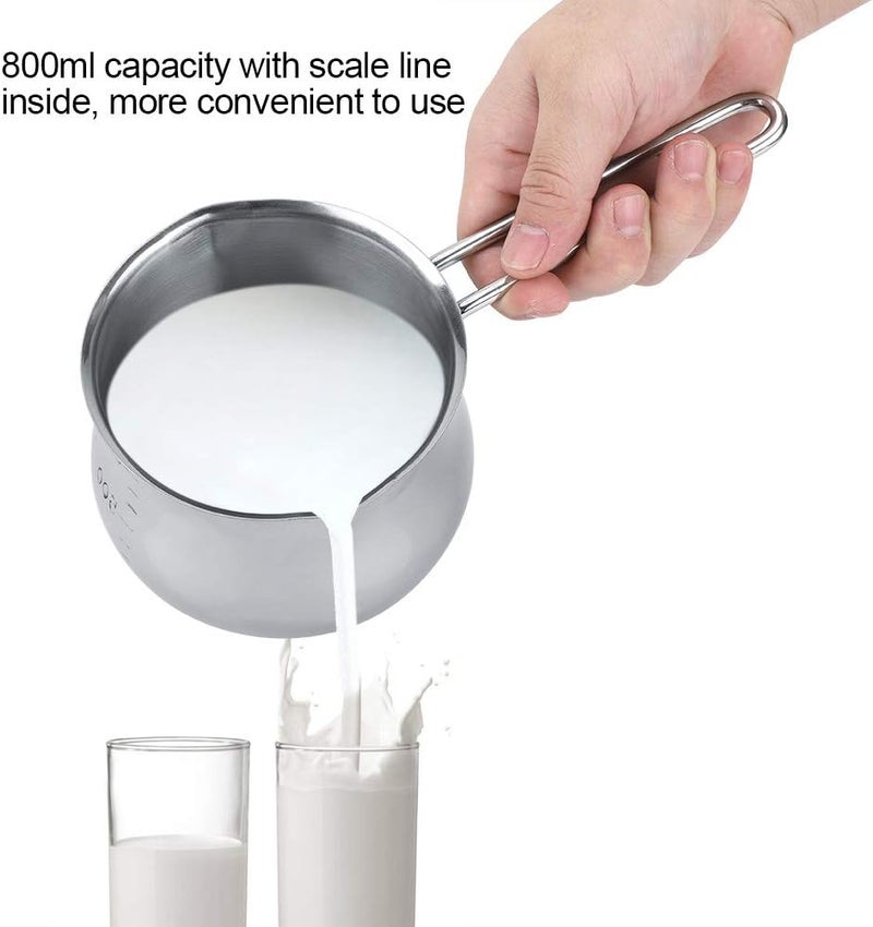 كلاراكو وعاء حليب من الفولاذ المقاوم للصدأ مع وعاء تسخين زبدة الشوكولاتة والجبن مع فوهة صب مزدوجة، قدر صغير، وعاء طهي وخَبز للمطبخ - Image 5