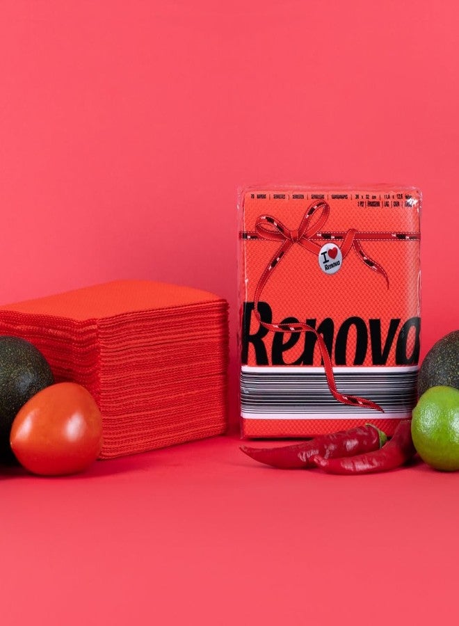 Renova Paper Extra Soft and Absorbent Napkins (Red) - Pack of 70 Pieces - Image 2