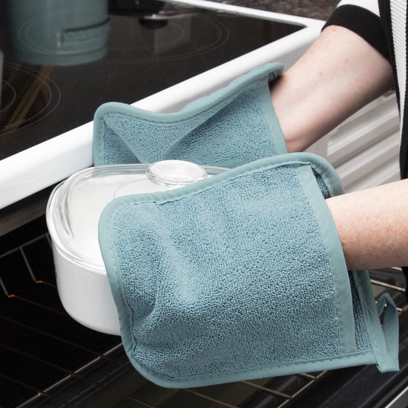 RITZ Terry Pocket Mitt & Hot Pad: Unparalleled Heat Resistant, Durable 100% Cotton â€“ Ergonomically Designed for Optimal Grip â€“ Easy-Care Machine Washable â€“ 2-Pack, Dew - Image 2