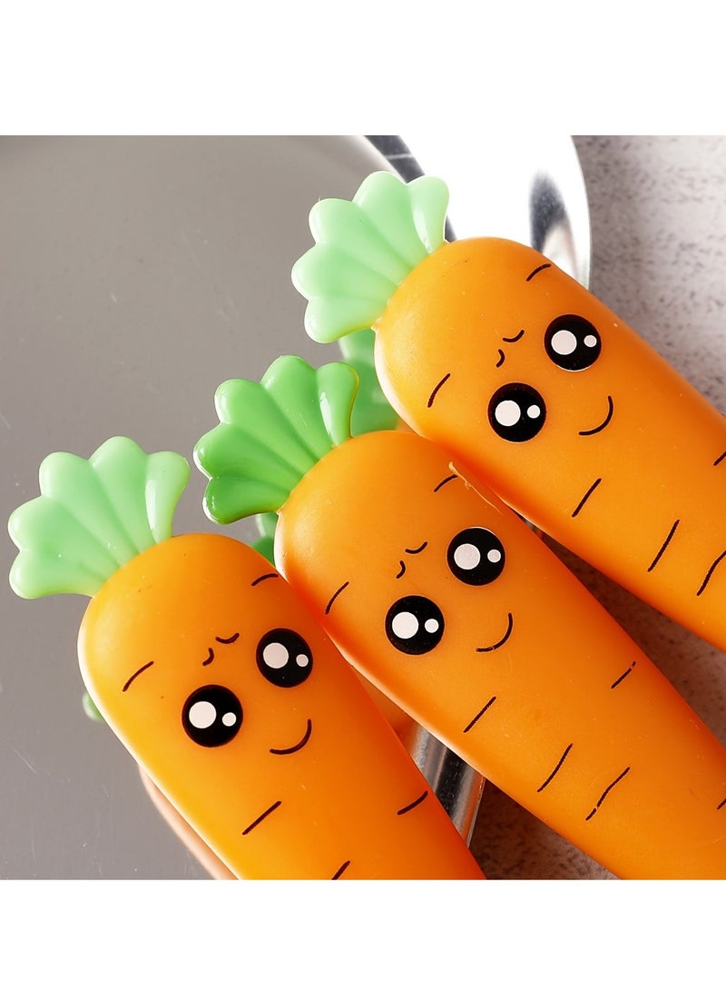 4pcs Cute Carrot-Shaped Stainless Steel Travel Utensil Set with Storage Box - Perfect for Camping, Lunches, and On-the-Go Meals - Image 3