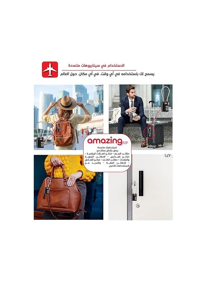 amazing.EGP TSA Approved Combination Lock, 14 cm Flexible Cable, Black, 3-Digit Security Lock for Luggage, Backpacks, Gym Lockers (BLACK) - Image 5