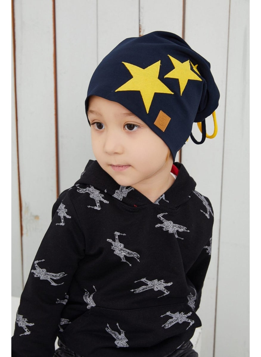 Babygiz Yellow Navy Blue Fanatic Children Baby Hat Beanie Soft Double Layer Sports Cotton Combed Cotton  - Image 3