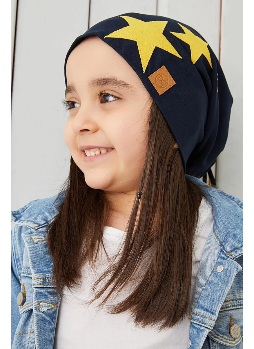 Babygiz Yellow Navy Blue Fanatic Children Baby Hat Beanie Soft Double Layer Sports Cotton Combed Cotton