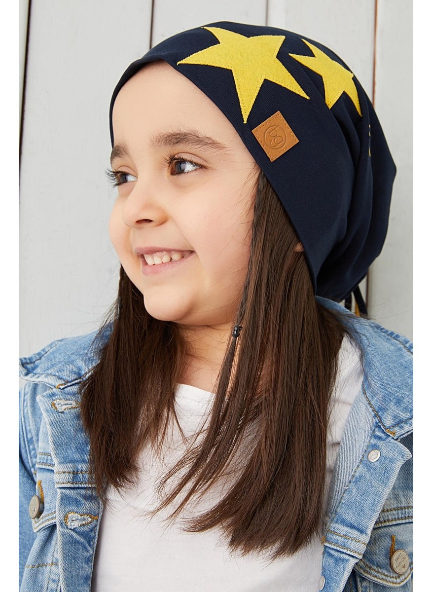 Babygiz Yellow Navy Blue Fanatic Children Baby Hat Beanie Soft Double Layer Sports Cotton Combed Cotton  - Image 1