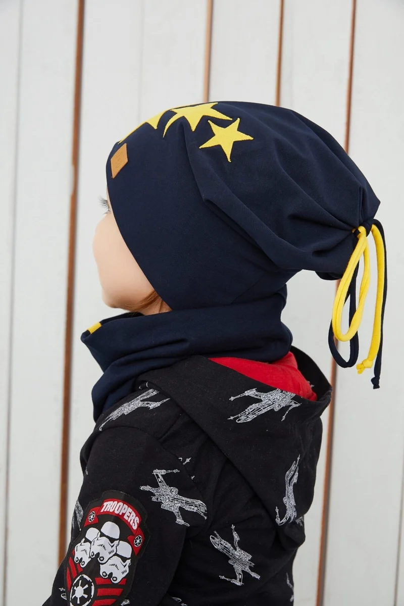 Babygiz Yellow Navy Blue Fanatic Children Baby Hat Beanie Soft Double Layer Sports Cotton Combed Cotton