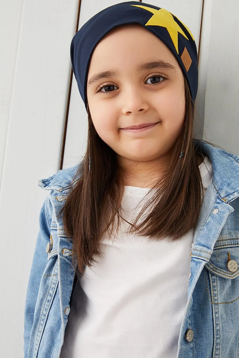 Babygiz Yellow Navy Blue Fanatic Children Baby Hat Beanie Soft Double Layer Sports Cotton Combed Cotton
