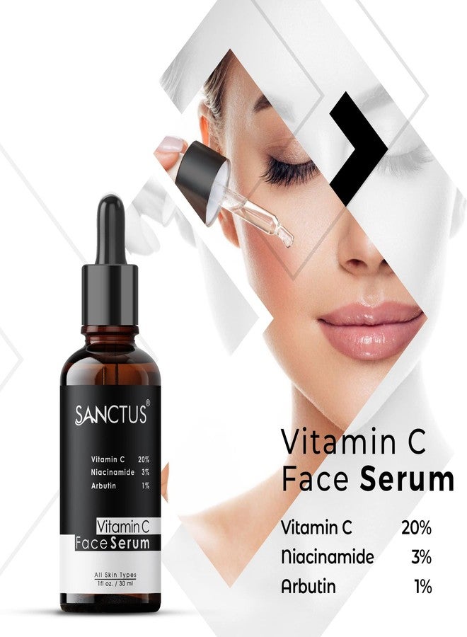 SANCTUS Face Serum 20% Vitamin C For Skin Brightening, Glowing Skin, Anti-Ageing & Scar Lightening with 3% Niacinamide & 1% Arbutin - Image 2