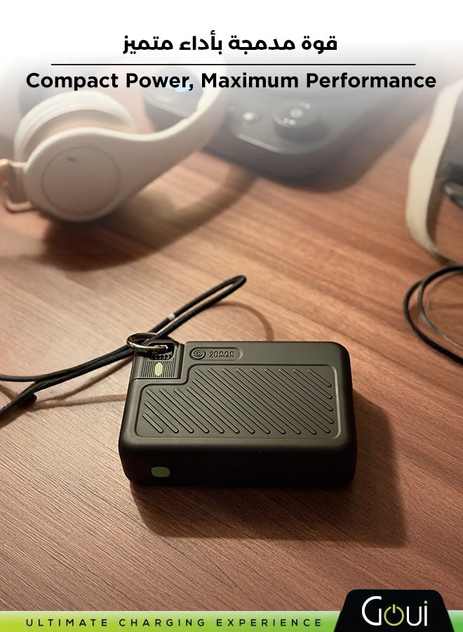 Goui 20000 mAh SINGI Mini 20 Power Bank 20000mAh | 15W Charging | Triple Output (2 Type-C + 1 USB-A) | Compact & Portable | Compatible with G-Tag Black - Image 4
