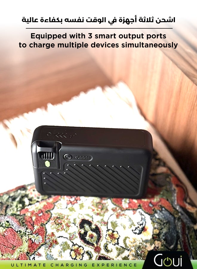 Goui 20000 mAh SINGI Mini 20 Power Bank 20000mAh | 15W Charging | Triple Output (2 Type-C + 1 USB-A) | Compact & Portable | Compatible with G-Tag Black - Image 5