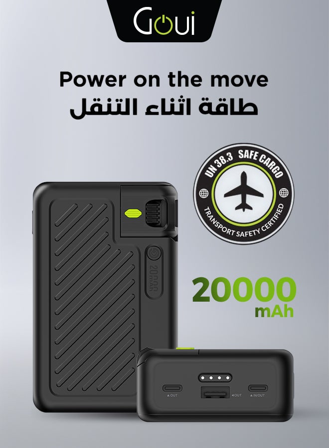 Goui 20000 mAh SINGI Mini 20 Power Bank 20000mAh | 15W Charging | Triple Output (2 Type-C + 1 USB-A) | Compact & Portable | Compatible with G-Tag Black - Image 1