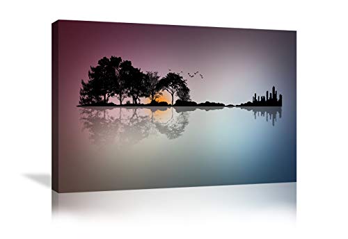 Urttiiyy Modern Blue White Music Abstract Guitar Tree Canvas Paintings Guitar Wall Art Music Home Decor for Living Room HD Printed Painting Framed Ready to Hang - Image 1