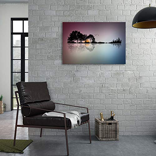 Urttiiyy Modern Blue White Music Abstract Guitar Tree Canvas Paintings Guitar Wall Art Music Home Decor for Living Room HD Printed Painting Framed Ready to Hang - Image 5
