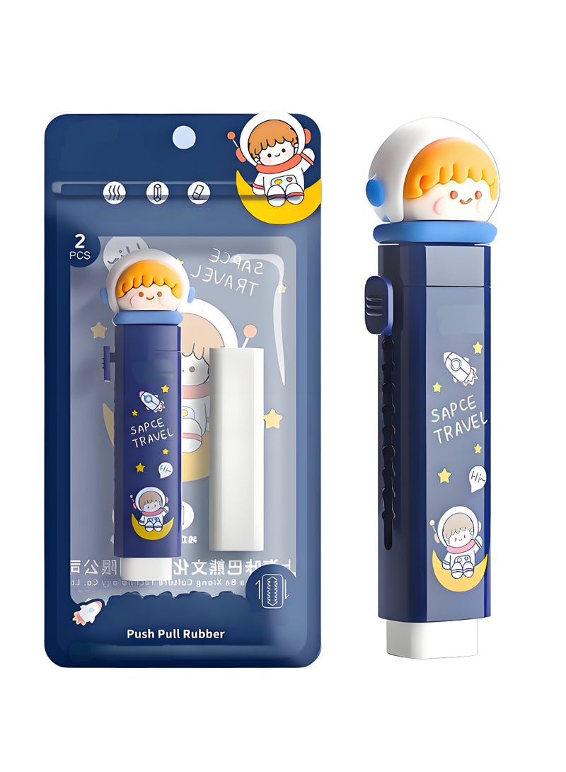 عبوة 1+1 ممحاة قابلة للسحب والدفع مع عبوة حبر إضافية واحدة، ممحاة مطاطية ناعمة لأقلام الرصاص، مستلزمات مدرسية ومكتبية ممتعة للطلاب والأطفال - Image 1