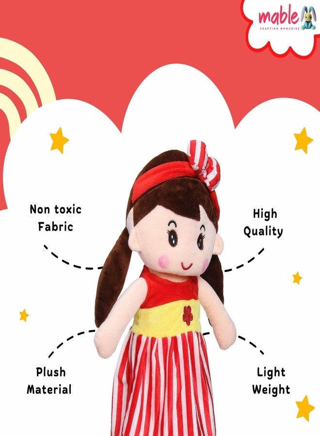 MABLE Soft Doll for Girls | Cute Plush Baby Doll Toy with Colourful Hairband | Huggable Stuffed Doll Gift for Kids, Girls, Toddlers & Babies Age 3 to 5 Years (40CM Red) - Image 3