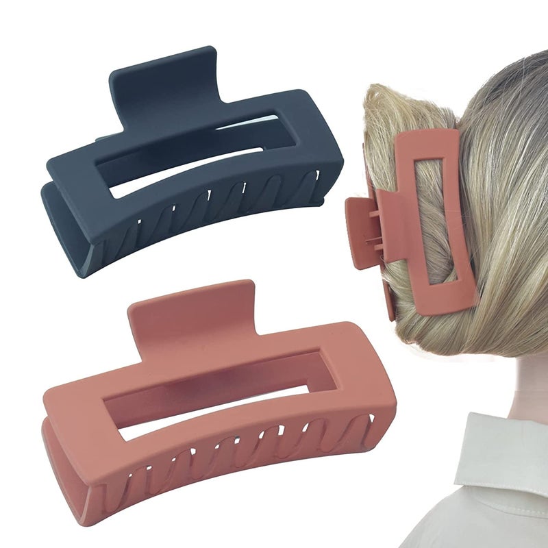 Pactiv PACTIV 41 Inch Big Hair Rectangular Plastic Hair ClawsThe Metal Spring Is Strong And Snaps Tight Matte Color With Advanced Feeling2 Packs Multicolour - Image 1