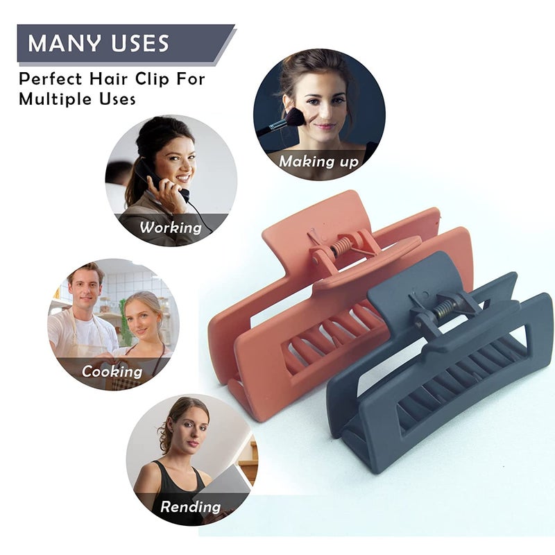 Pactiv PACTIV 41 Inch Big Hair Rectangular Plastic Hair ClawsThe Metal Spring Is Strong And Snaps Tight Matte Color With Advanced Feeling2 Packs Multicolour - Image 3