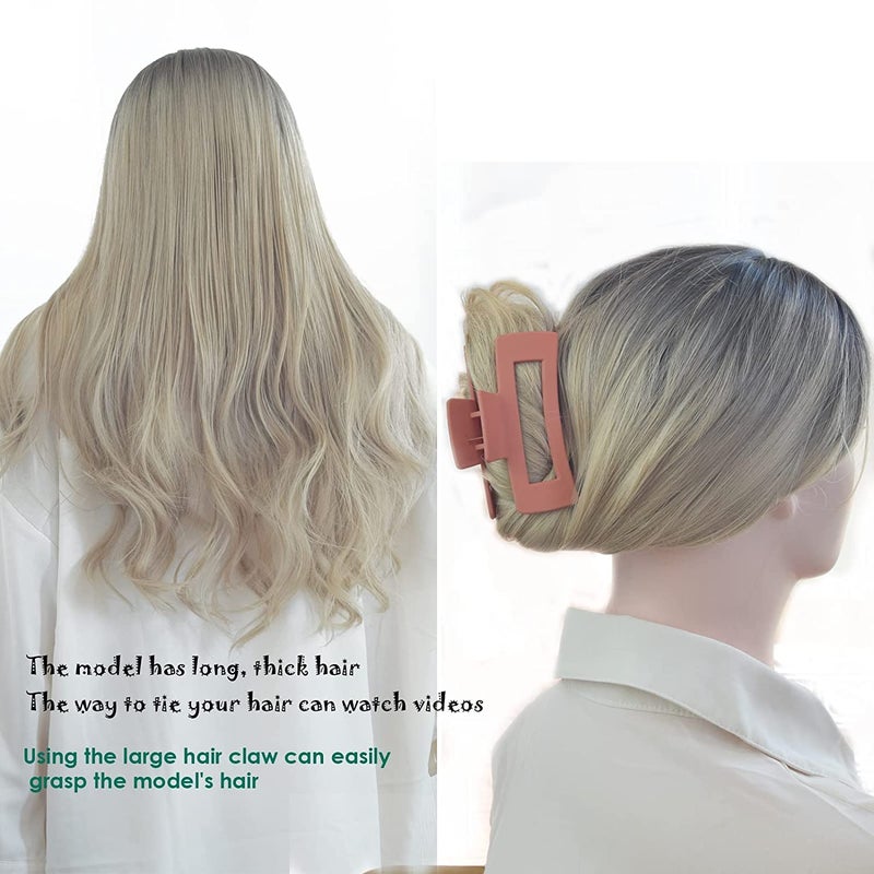 Pactiv PACTIV 41 Inch Big Hair Rectangular Plastic Hair ClawsThe Metal Spring Is Strong And Snaps Tight Matte Color With Advanced Feeling2 Packs Multicolour - Image 5