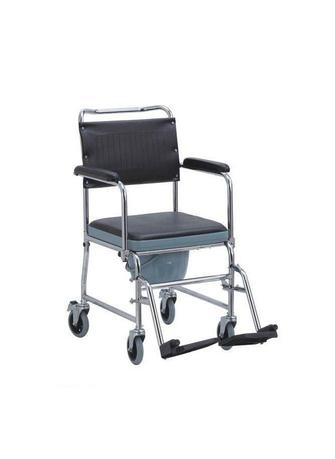 Generic Mobile Commode Chair, Bedside Toilet Chair 4-in-1 Shower Toilet Wheelchair Rolling Transport Chair (BM-06)  - Image 1