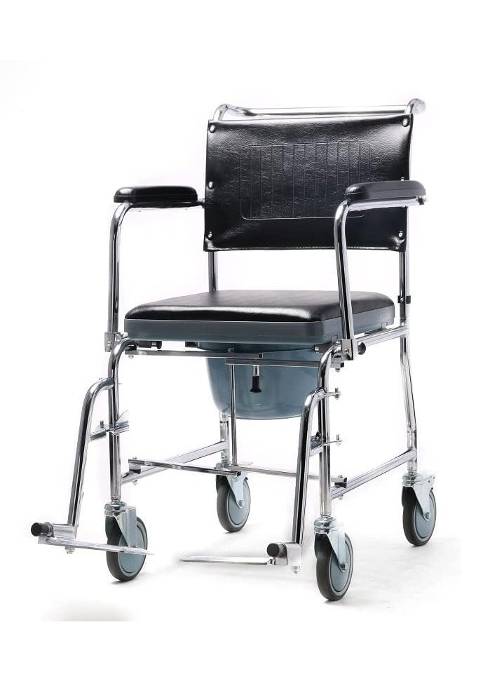 Generic Mobile Commode Chair, Bedside Toilet Chair 4-in-1 Shower Toilet Wheelchair Rolling Transport Chair (BM-06)  - Image 2